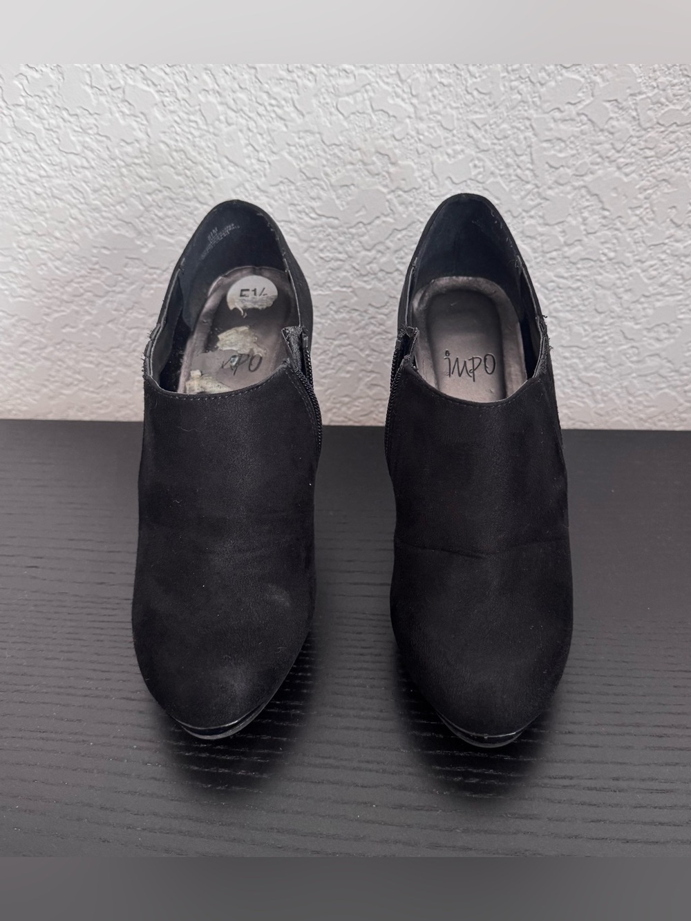 Impo Black Suede Heeled Ankle Booties
